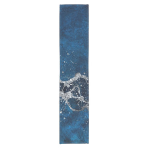 Dark Blue and Silver Abstract N3 Short Table Runner