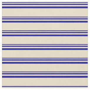 Dark Blue and Tan Coloured Striped/Lined Pattern Fabric
