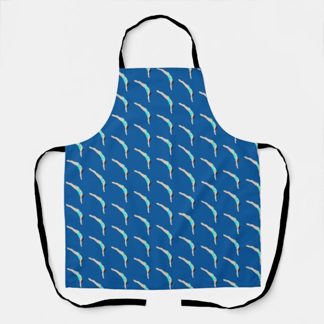 Dark Blue and Teal Female Divers Pattern  Apron (Front)