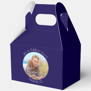 Dark Blue and White 40 & Fabulous Photo Favour Box