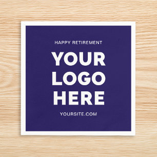 Dark Blue and White Business Logo Happy Retirement Napkin
