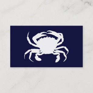 Dark Blue and White Crab Shape Business Card