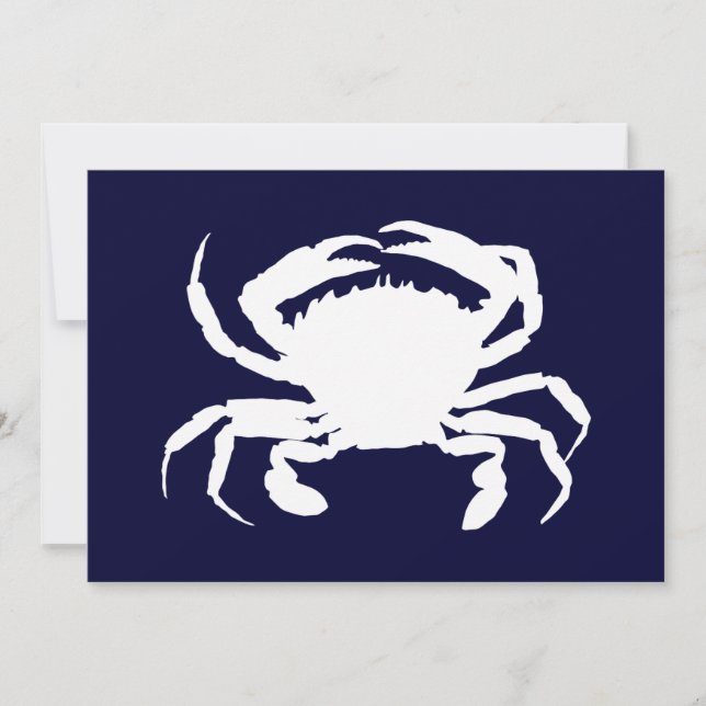 Dark Blue and White Crab Shape Invitation (Front)