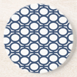 Dark Blue and White Eyelets Coaster
