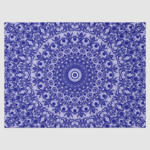 Dark Blue and White Mandala Design Kaleidoscope Tissue Paper