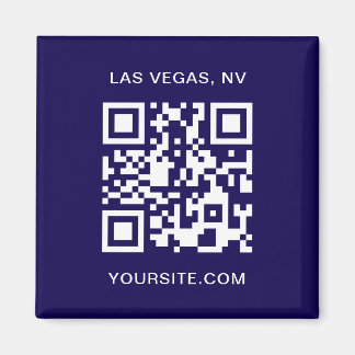Dark Blue and White Modern QR Code Promo Magnet