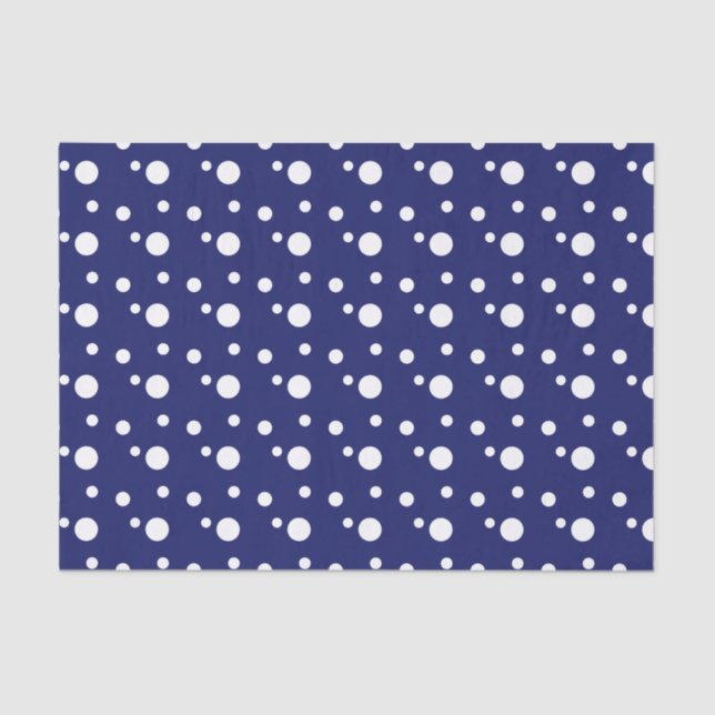 Dark Blue and White Polka Dots Tissue Paper (Front)