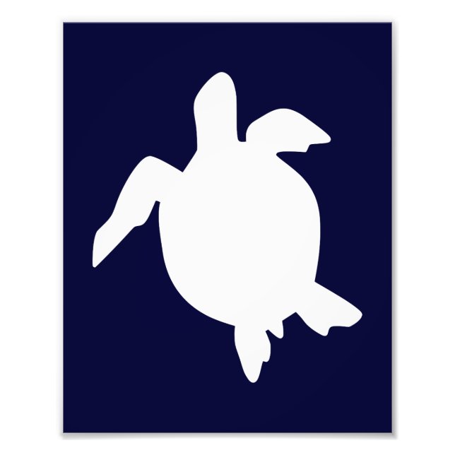Dark Blue and White Sea Turtle Vertical A Photo Print (Front)