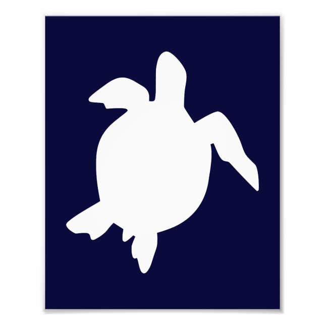 Dark Blue and White Sea Turtle Vertical B Photo Print (Front)