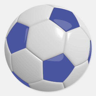Dark Blue and White Soccer Ball Classic Round Sticker