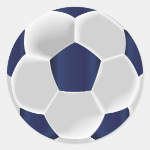 Dark Blue and White Soccer Ball Classic Round Sticker