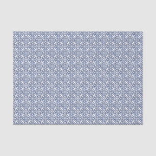 Dark Blue And White Spanish Azulejo Tile Pattern Tissue Paper