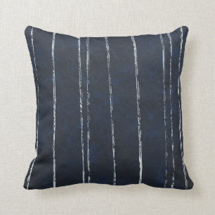 Dark blue and white stripe pattern cushion