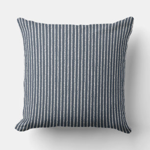 Dark Blue and White Stripes Cushion
