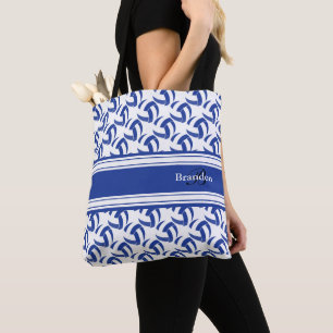 Dark Blue and White Volleyball   Personalise Tote Bag