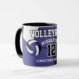 Dark Blue and White Volleyball Sport Mug