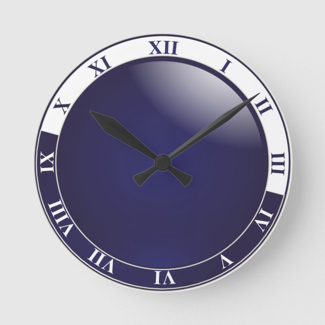 Dark Blue and White Wall Clock (Front)