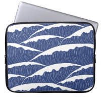 Dark Blue and White Waves Electronics Bag