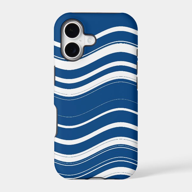 Dark Blue and White Wavy Stripes Pattern (Back)