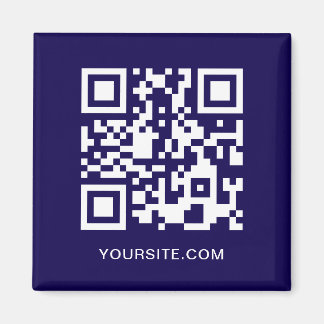 Dark Blue and White Website QR Code Promo Magnet