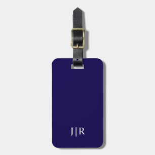 Dark blue And whiteI Modern Monogram Luggage Tag