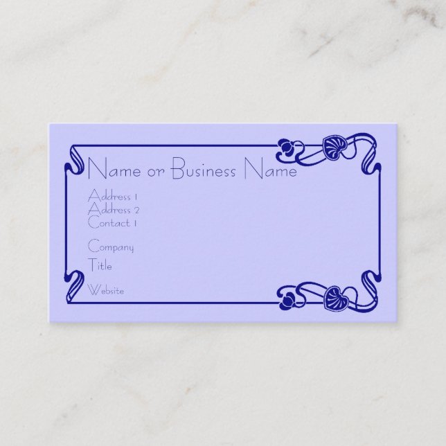 Dark Blue Art Deco Border Business Card (Front)