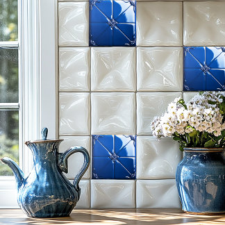 Dark Blue Art Deco  Ceramic Tile