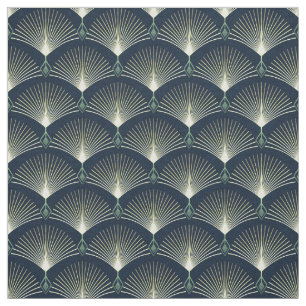 Dark Blue Art Deco Stylish Geometric Pattern Fabric