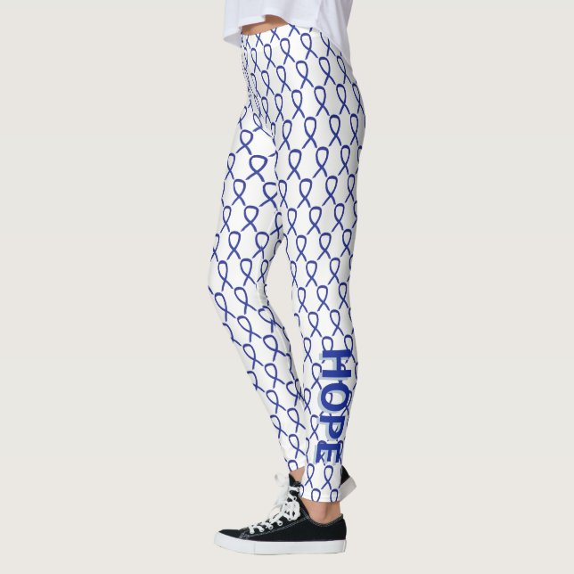 Dark Blue Awareness Ribbon Art Custom Leggings (Left)