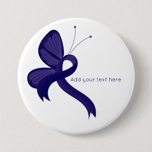 Dark blue Awareness Ribbon Butterfly  Button