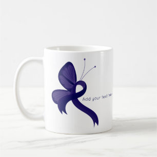 Dark Blue Awareness Ribbon Butterfly Coffee Mug