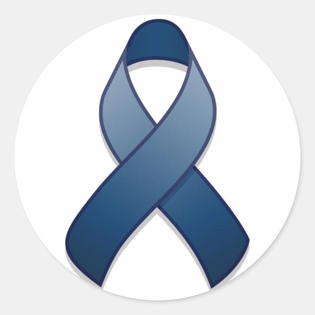 Dark Blue Awareness Ribbon Round Sticker (Front)