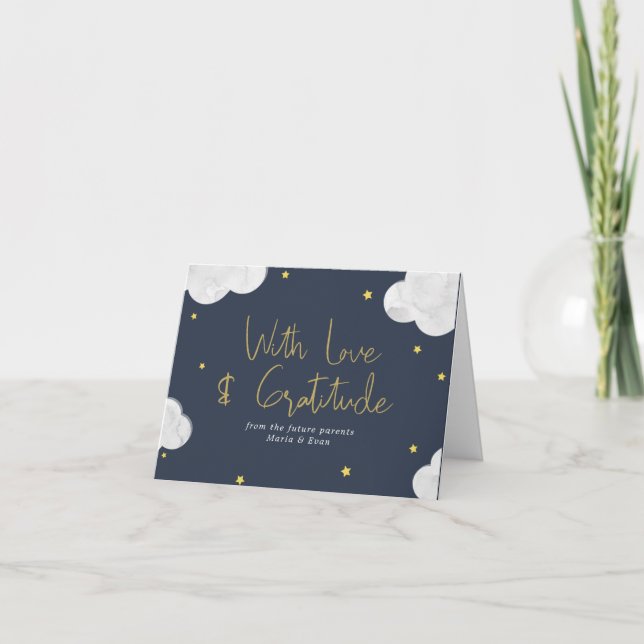 Dark Blue Baby Clouds Stars Boy Thank you (Front)