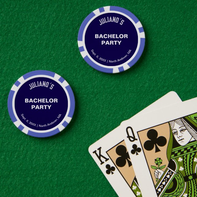 Dark Blue Bachelor Party Poker Chips (Poker Table (Double))