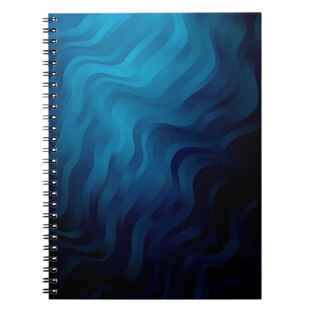 Dark BLUE background with lines. Colourful illustr Notebook (Front)