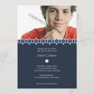 Dark Blue - Bar Mitzvah Invitation