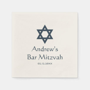 Dark Blue Bar Mitzvah Personalised Napkin