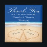 Dark Blue Beach Wedding 2 Hearts in the Sand Magnet<br><div class="desc">This Dark Blue Beach Wedding 2 Hearts in the Sand Magnet is a perfect wedding favour. Our Blue Hearts on the Beach wedding products are available on a large array of products for the perfect custom beach wedding.</div>