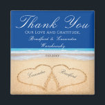 Dark Blue Beach Wedding 2 Hearts in the Sand Magnet<br><div class="desc">This Dark Blue Beach Wedding 2 Hearts in the Sand Magnet is a perfect wedding favour. Our Blue Hearts on the Beach wedding products are available on a large array of products for the perfect custom beach wedding.</div>