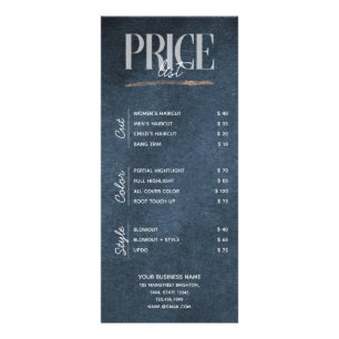 Dark Blue Beauty Salon Price List Rack Card