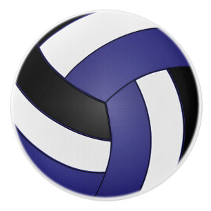 Dark Blue, Black and White Volleyball Ceramic Knob
