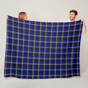 Dark Blue, Black and Yellow Plaid Fleece Blanket