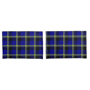 Dark Blue, Black and Yellow Plaid Pillowcase