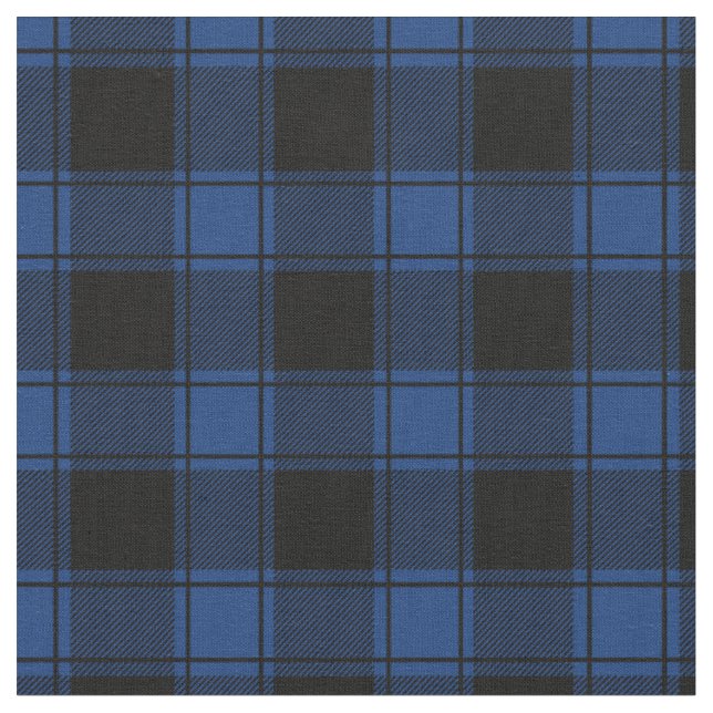 Dark Blue & Black Buffalo Plaid Fabric (Close Up)