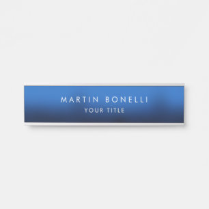 Dark Blue Black Modern Minimalist Plain Door Sign