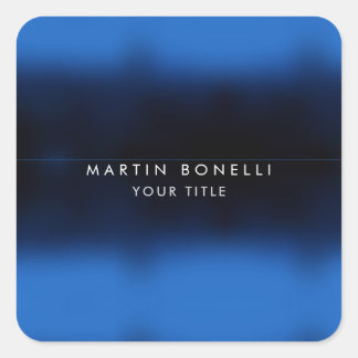 Dark Blue Black Modern Minimalist Plain Square Sticker
