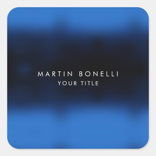 Dark Blue Black Modern Minimalist Plain Square Sticker (Front)