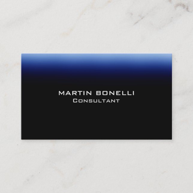 Dark Blue Black Trendy Plain Clean Business Card (Front)