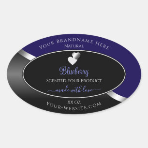 Dark Blue Black Wavy Silver Hearts Product Labels