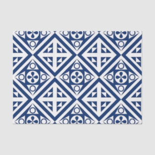 Dark Blue Block Geometric Pattern  Tissue Paper